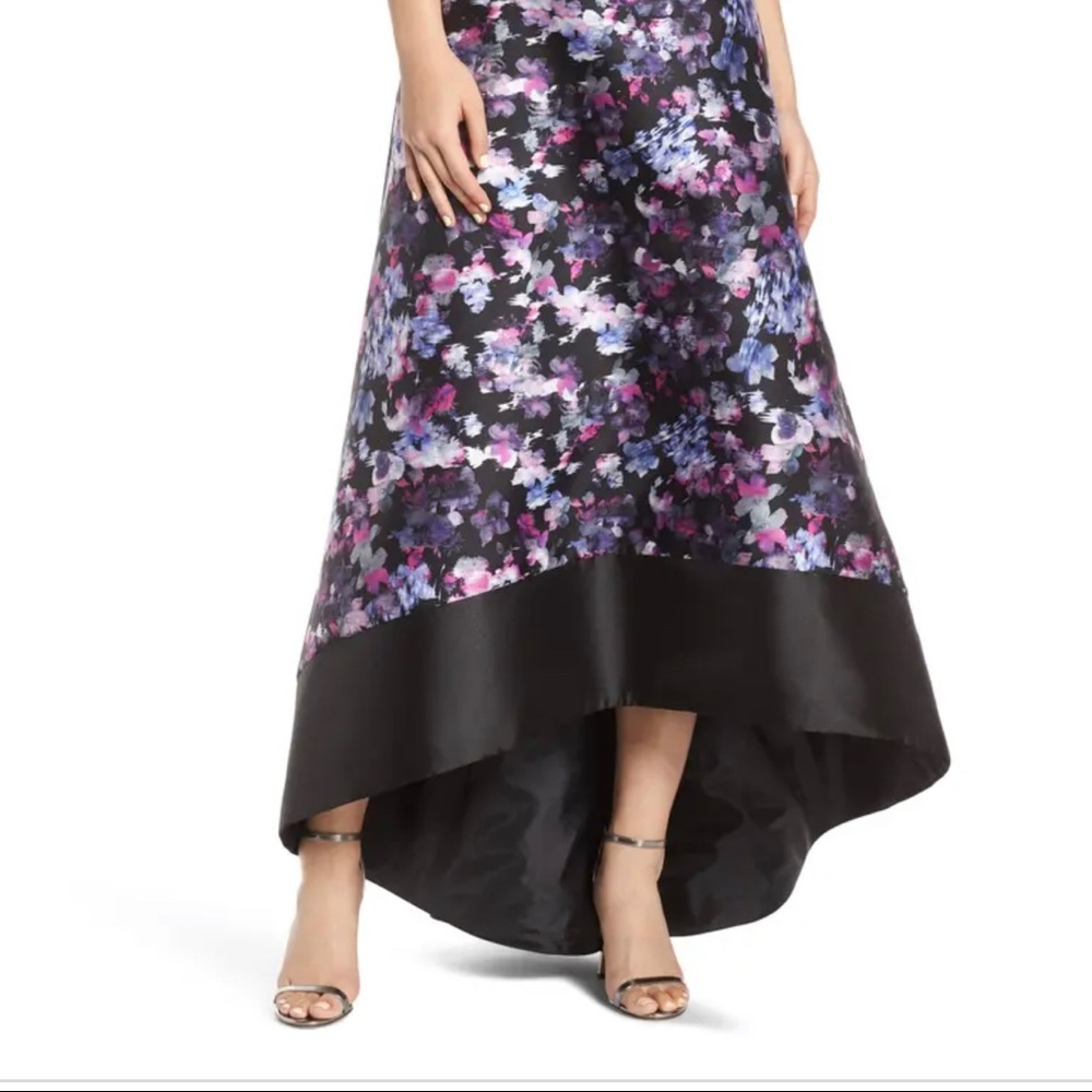 Cold Shoulder Mikado High/Low Hem Gown - Picture 2 of 6
